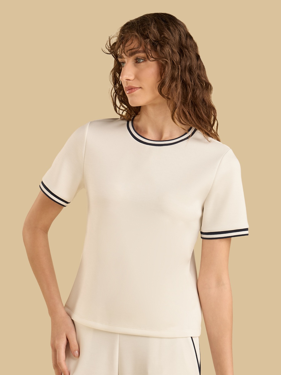 Contrast Tipping Round Neck Modal Top