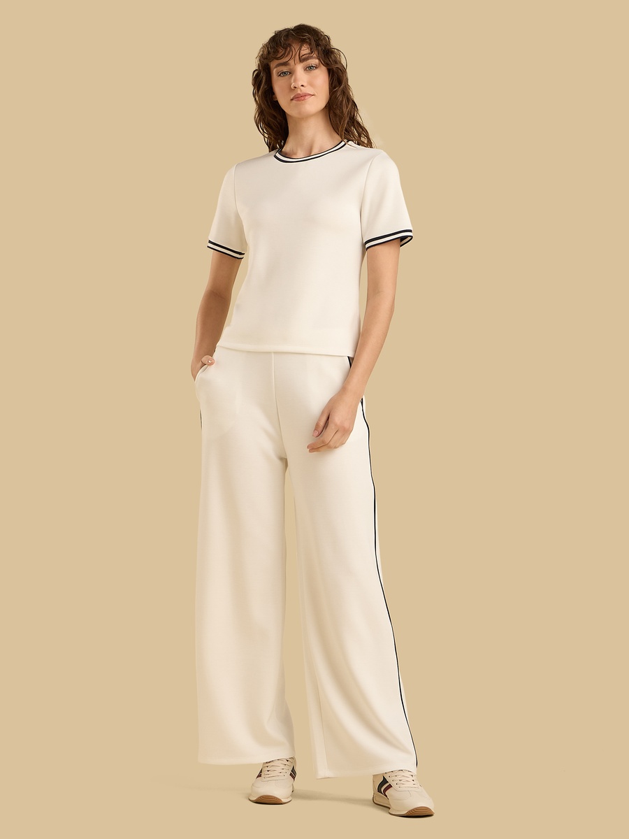 Contrast Tipping Round Neck Modal Top