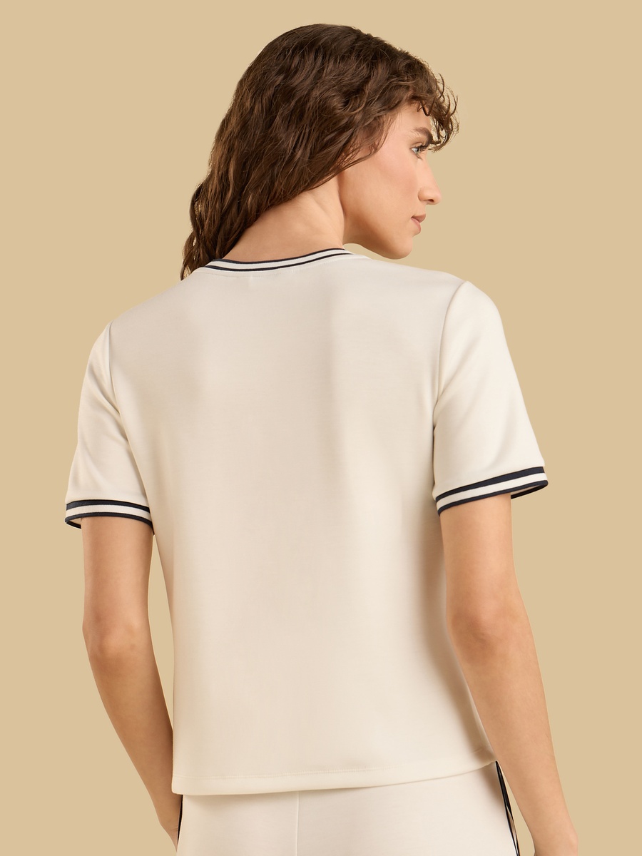 Contrast Tipping Round Neck Modal Top