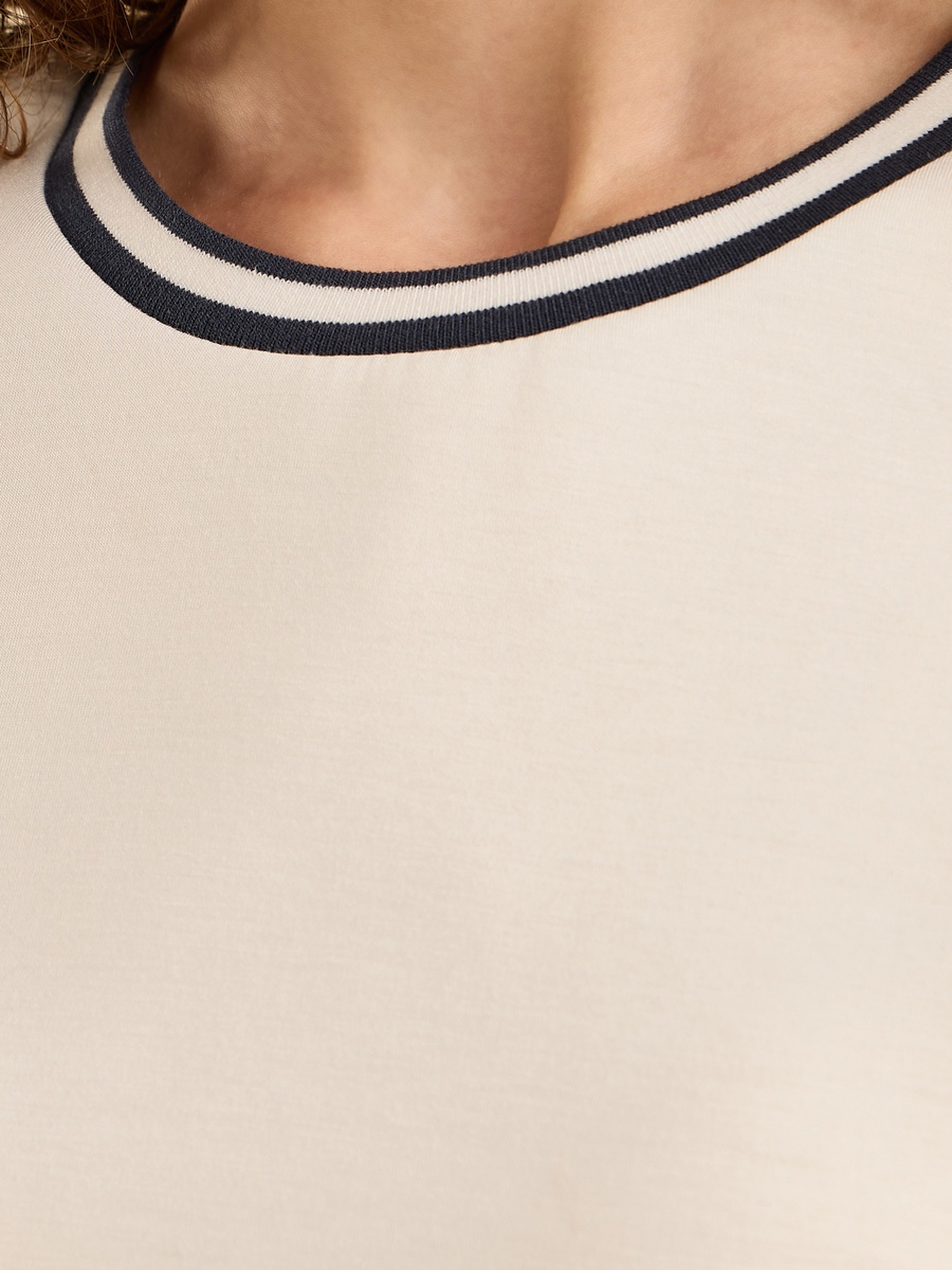 Contrast Tipping Round Neck Modal Top