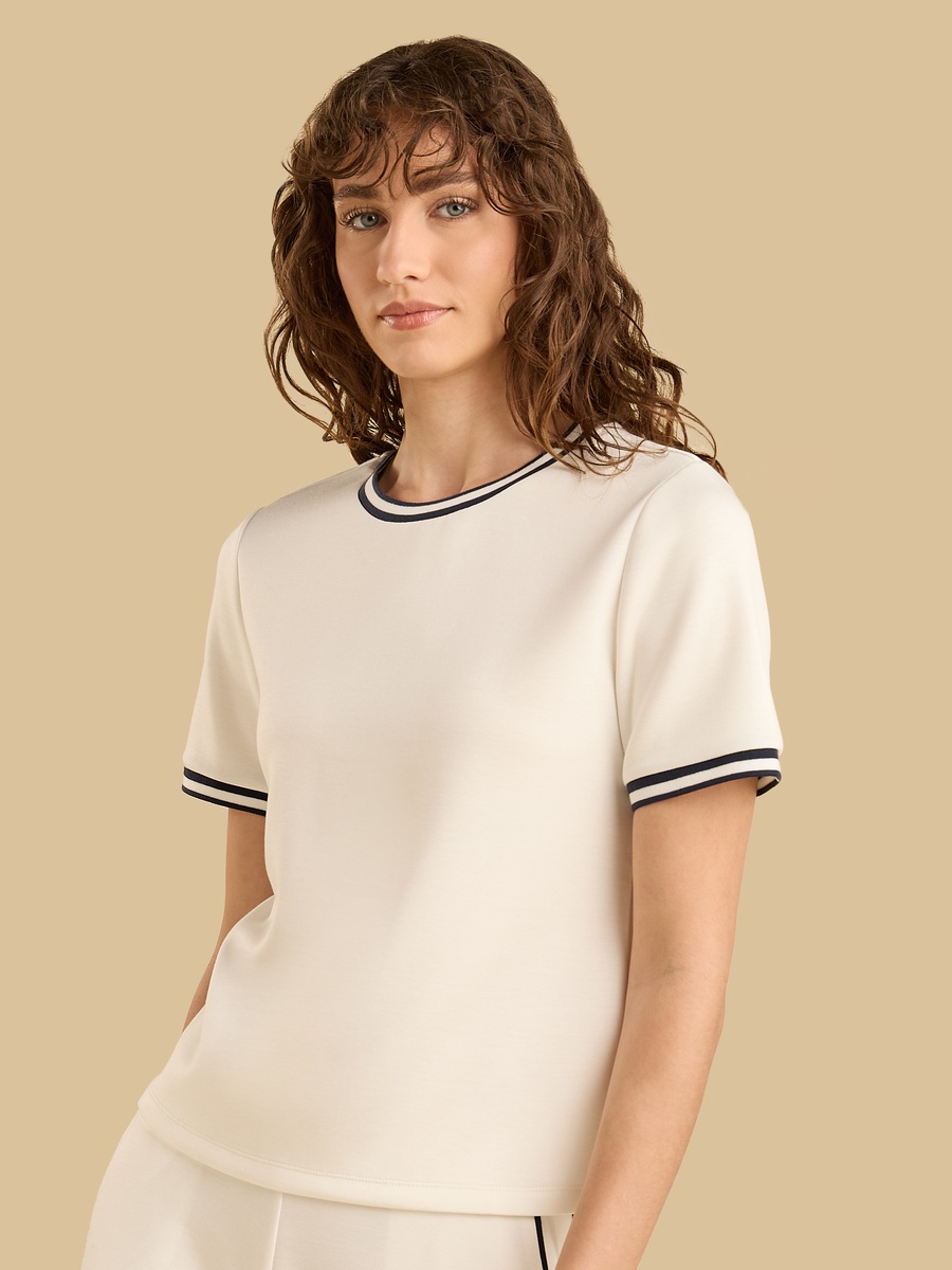Contrast Tipping Round Neck Modal Top