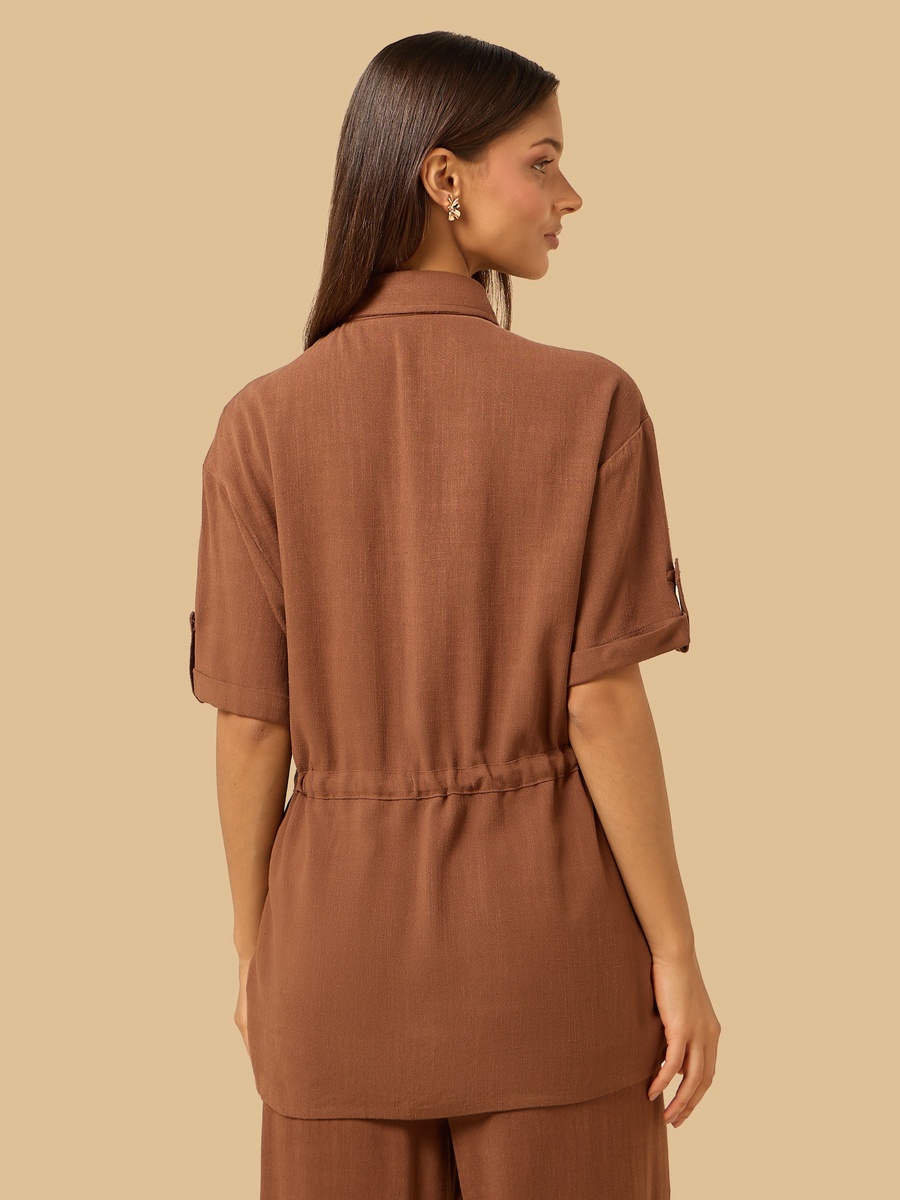 Linen Blend Shirt Style Top