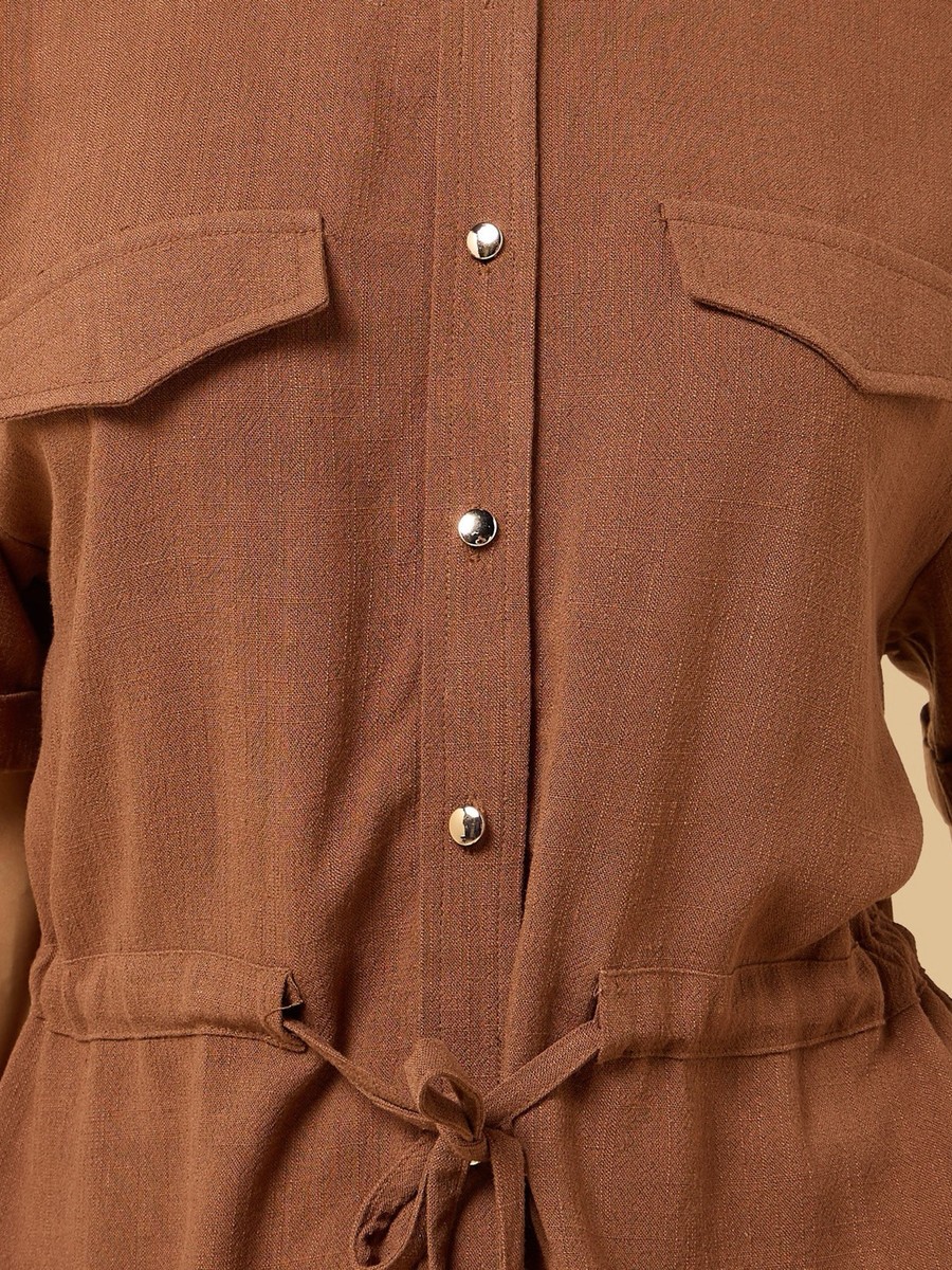 Linen Blend Shirt Style Top