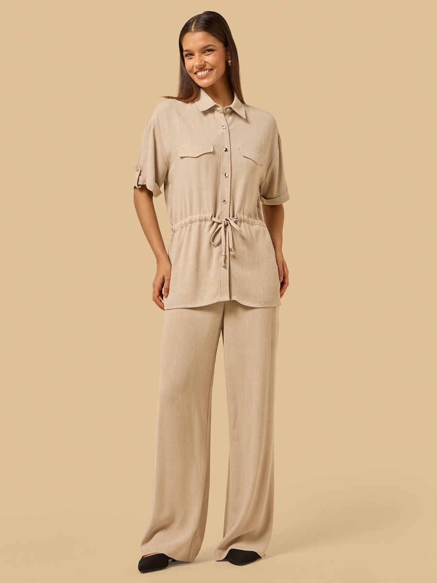 Linen Blend Shirt Style Top