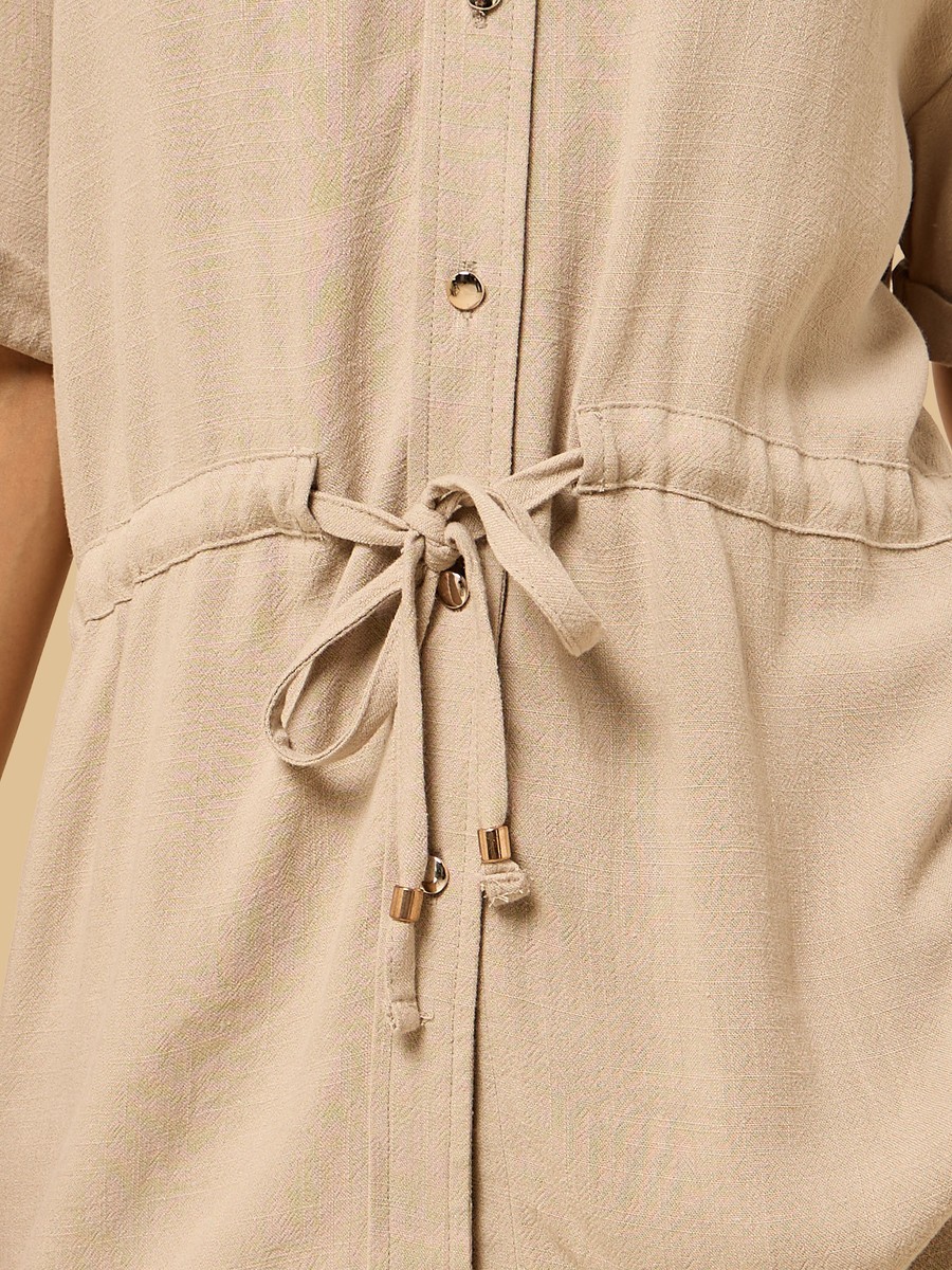 Linen Blend Shirt Style Top