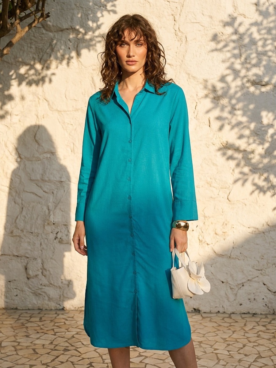 Linen Blend Shirt Dress