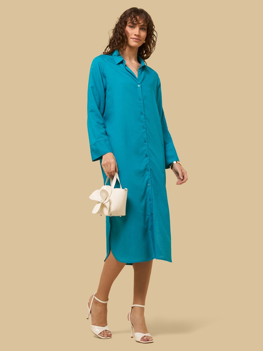 Linen Blend Shirt Dress