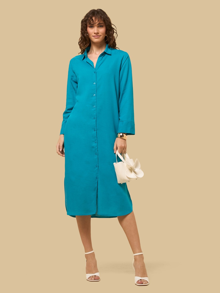 Linen Blend Shirt Dress