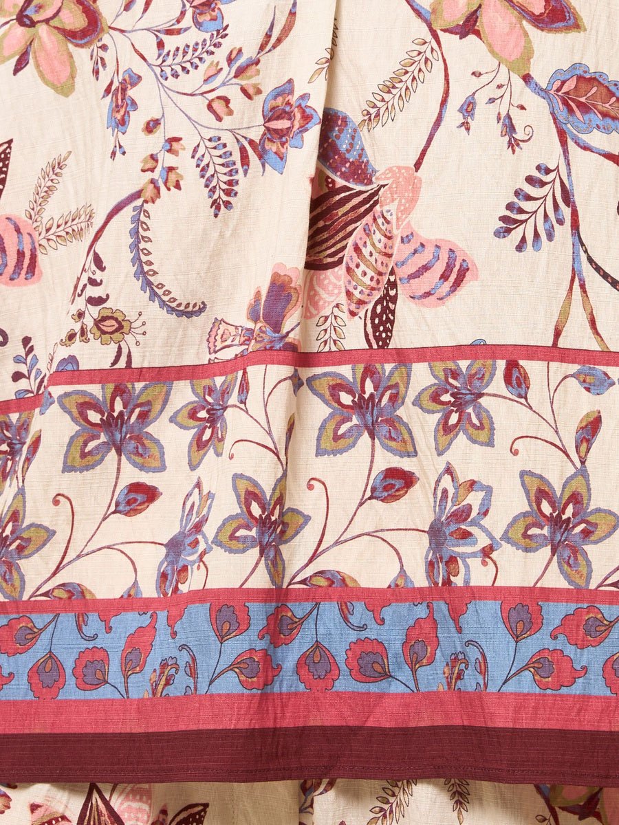 Floral Print V Neck Top with 3/4 Sleeves