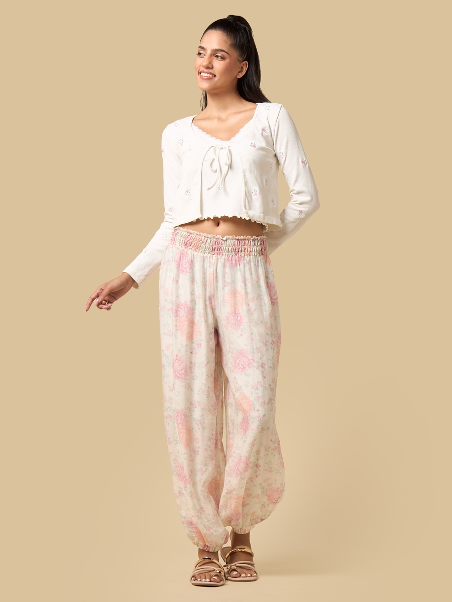 Floral Embroidered Lace Trim Top