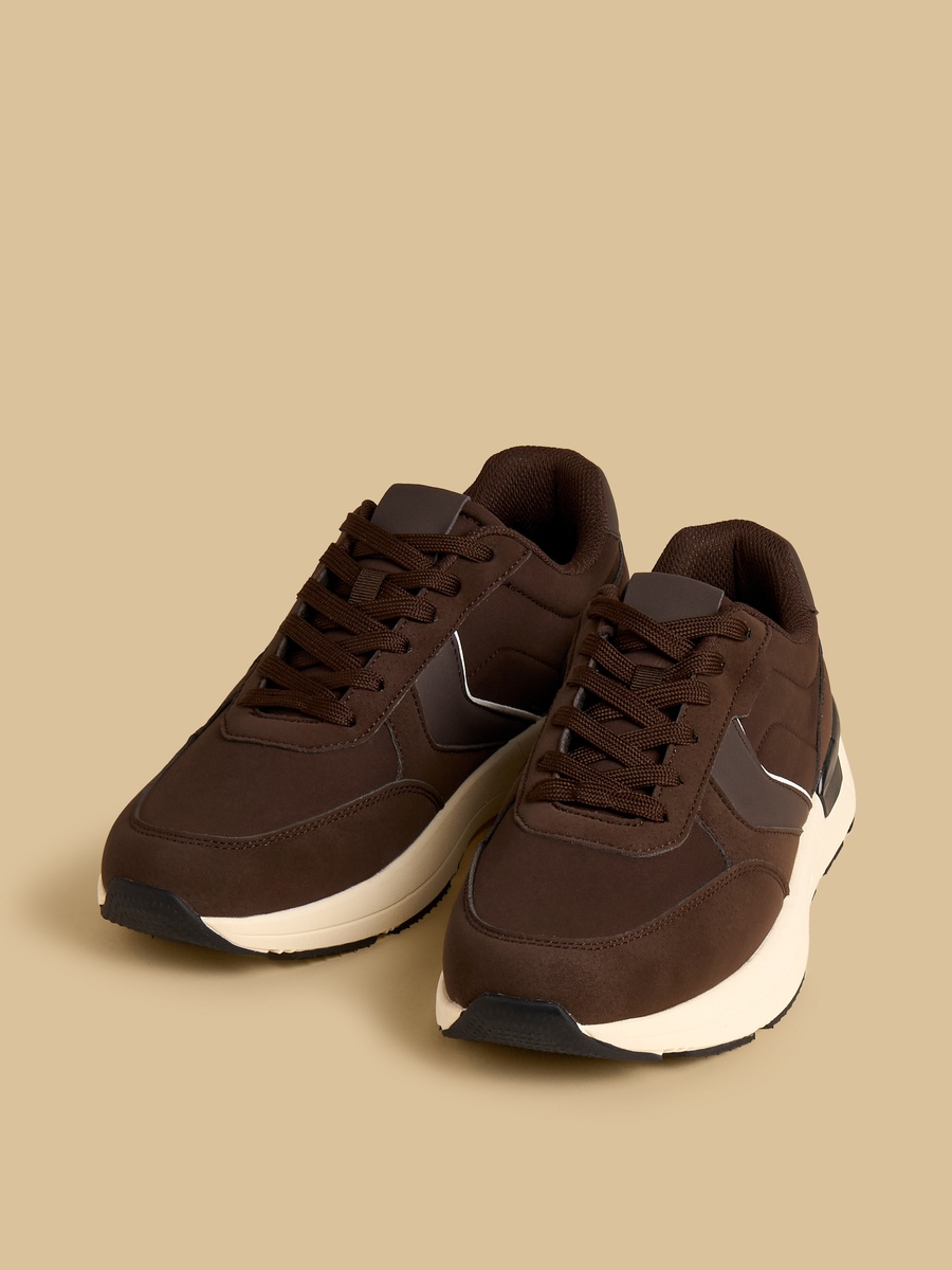 Panelled Sports Shoes with Lace-Up Closure