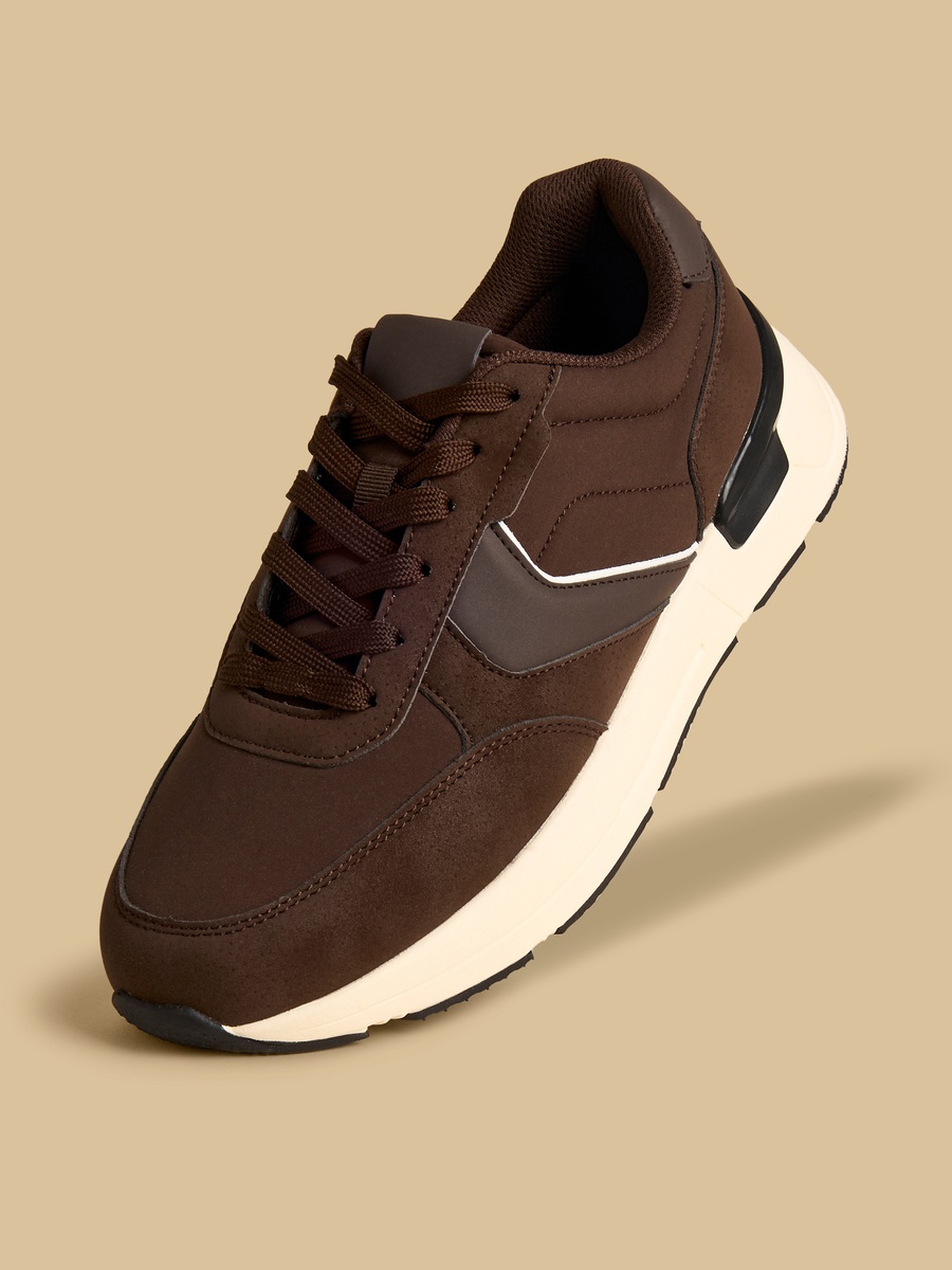 Panelled Sports Shoes with Lace-Up Closure