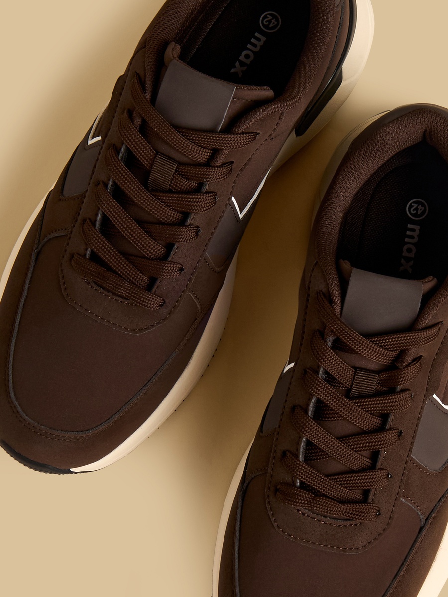 Panelled Sports Shoes with Lace-Up Closure