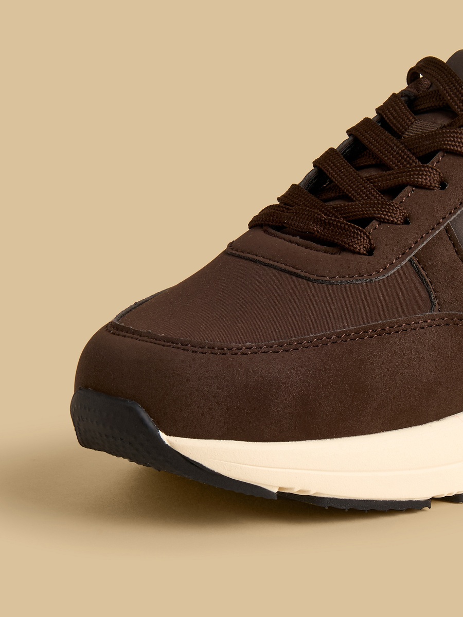 Panelled Sports Shoes with Lace-Up Closure
