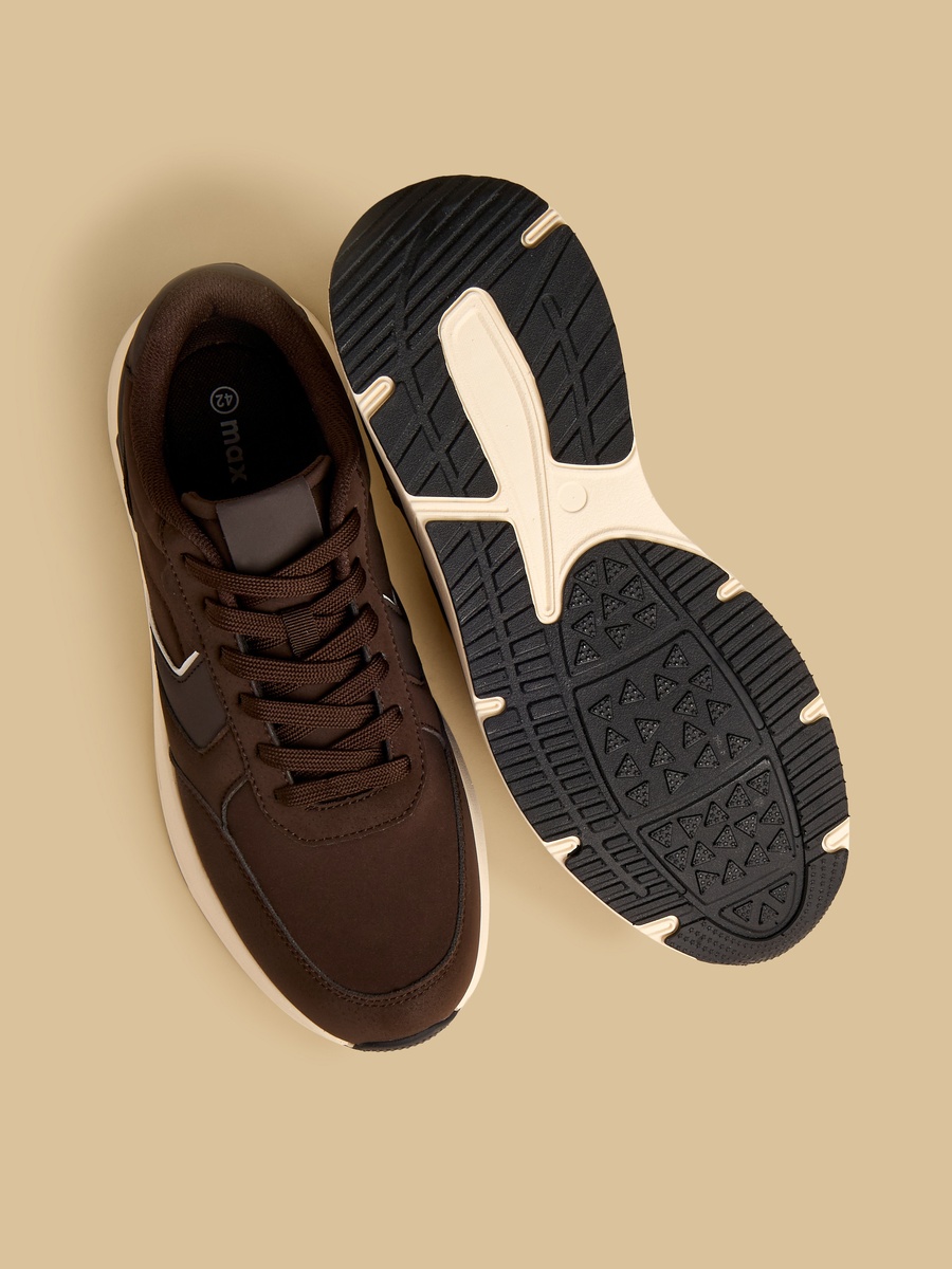 Panelled Sports Shoes with Lace-Up Closure