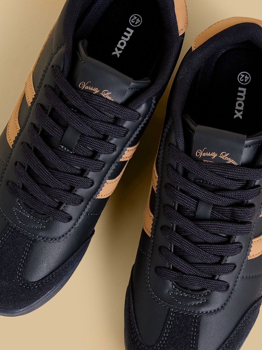 Panelled Sports Shoes with Lace-Up Closure