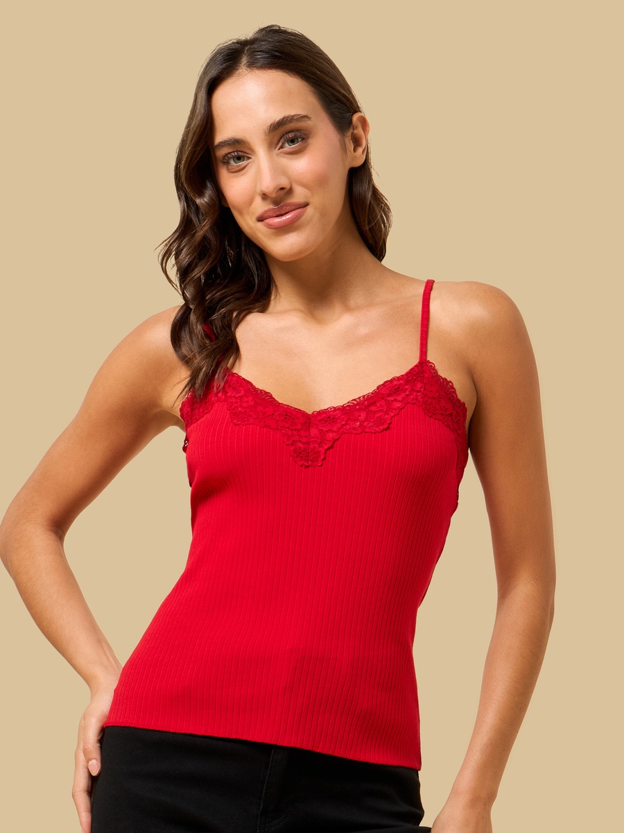 Lace Detail Ribbed Camisole