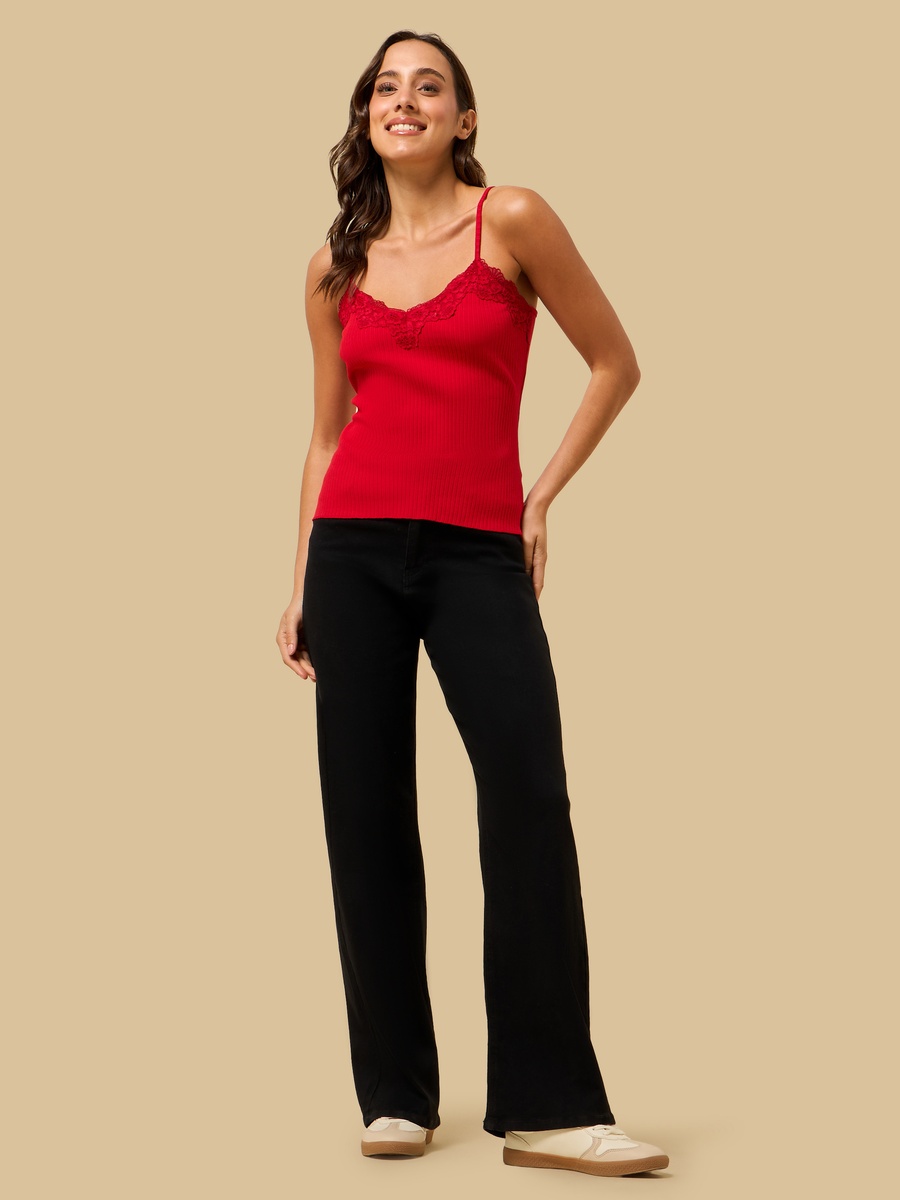 Lace Detail Ribbed Camisole