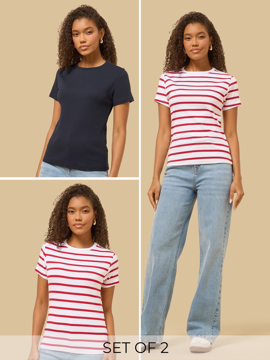 Pack of 2 - Assorted Ribbed T-Shirt