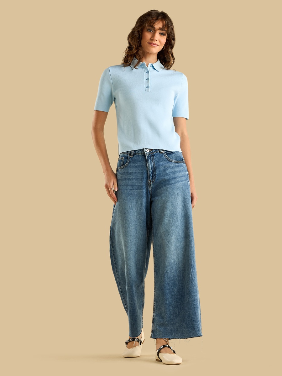 Ribbed Polo T-Shirt