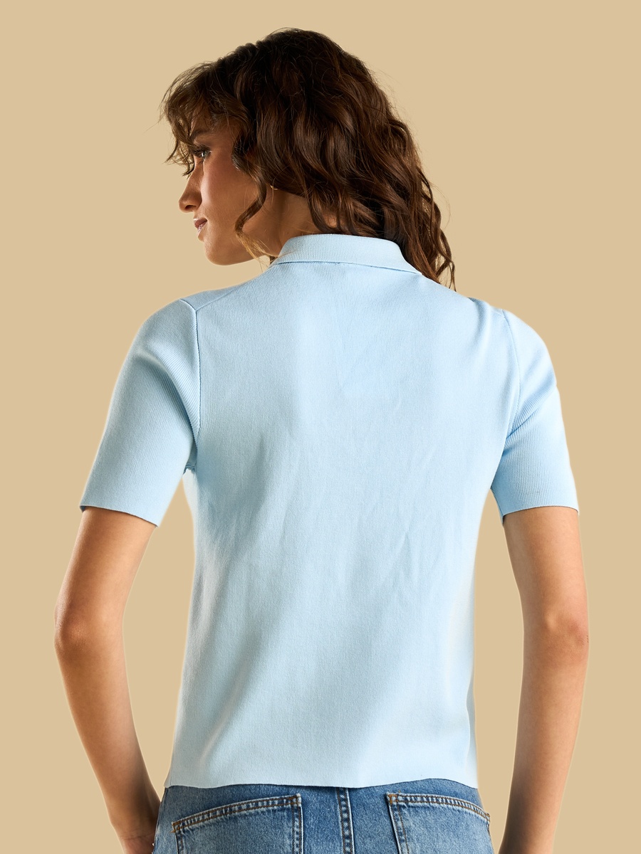 Ribbed Polo T-Shirt