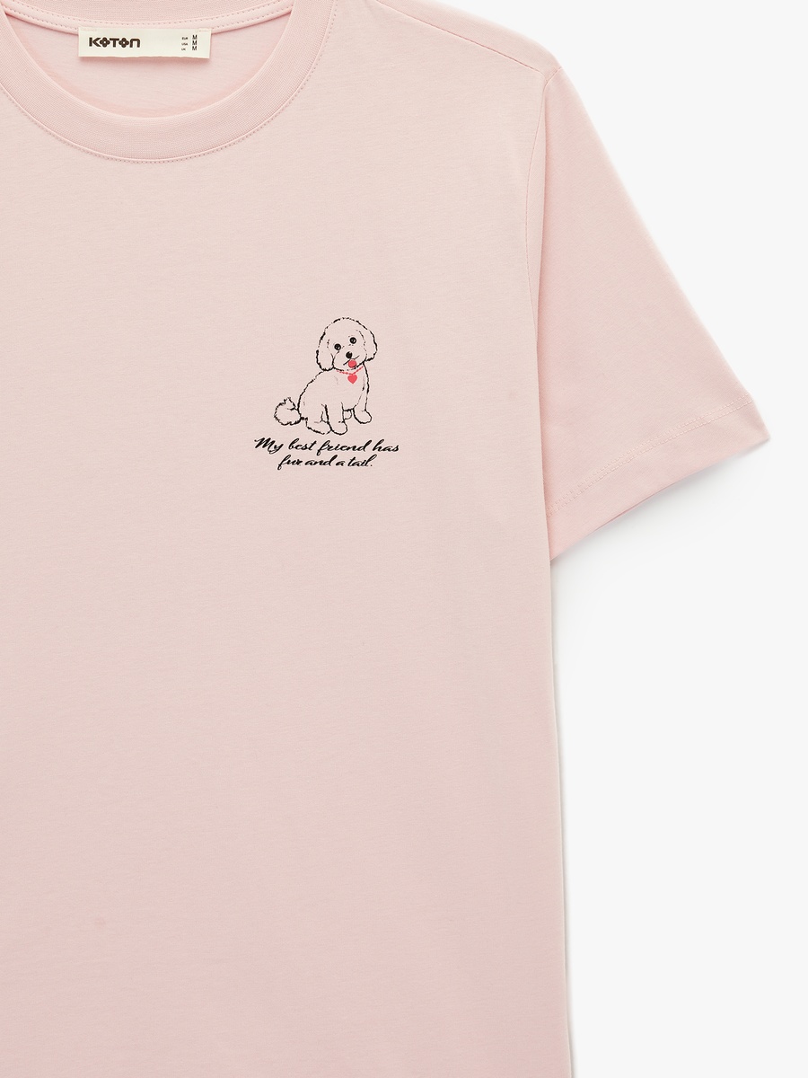 Dog Printed Detail T-Shirt