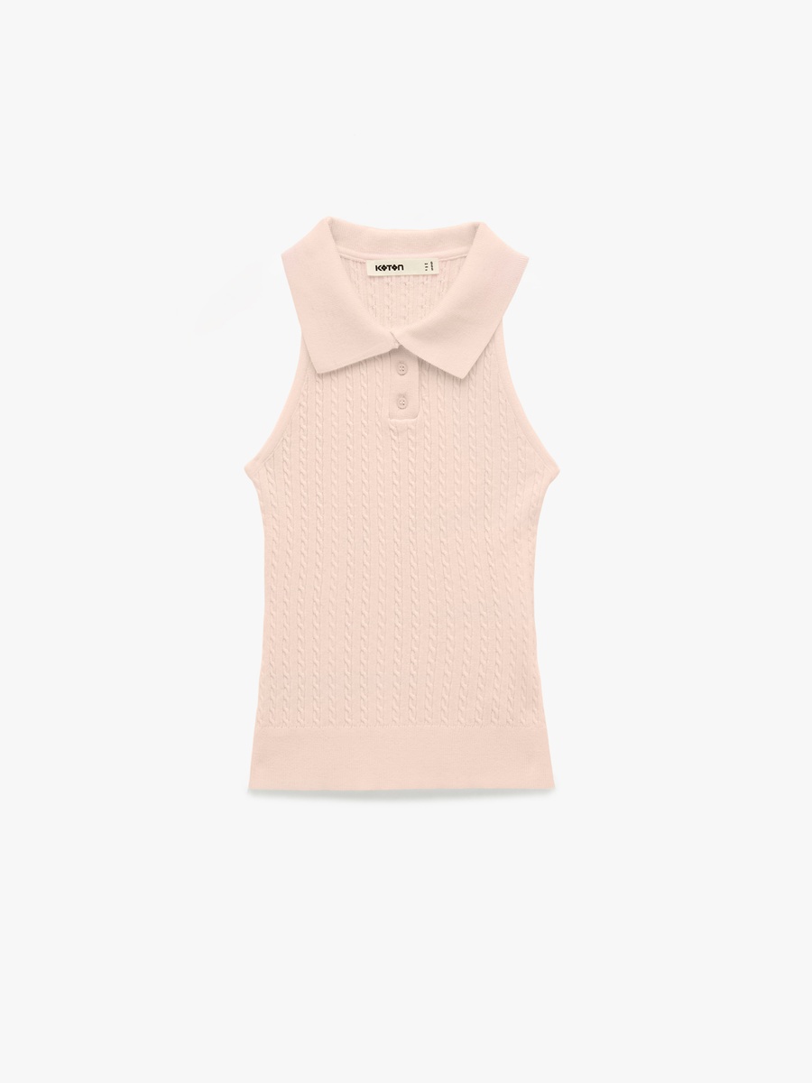 Polo Collar Knit Top