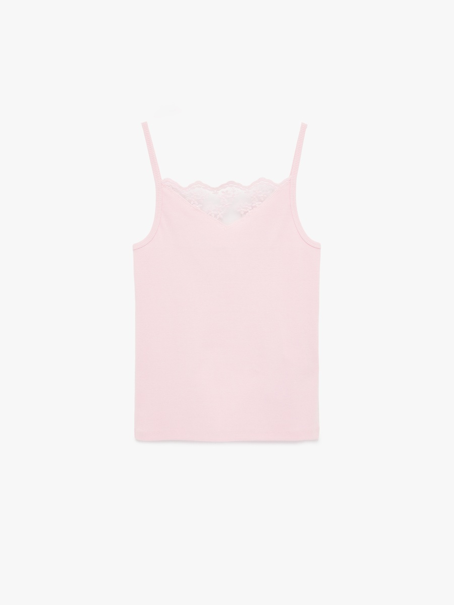 Lace Trim Sleeveless Tank Top