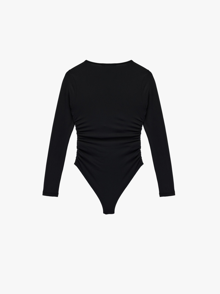Metal Accent V-Neck Bodysuit