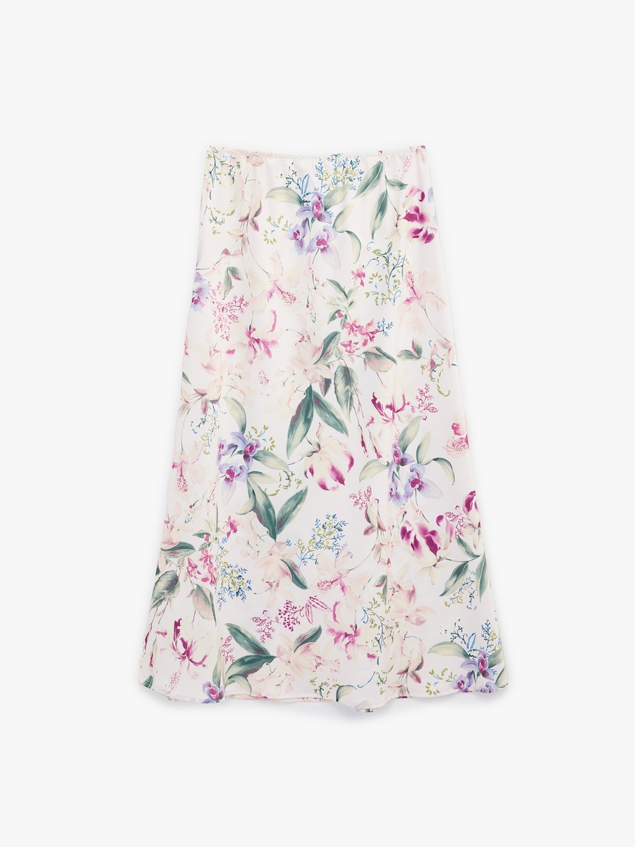 Floral Satin Skirt