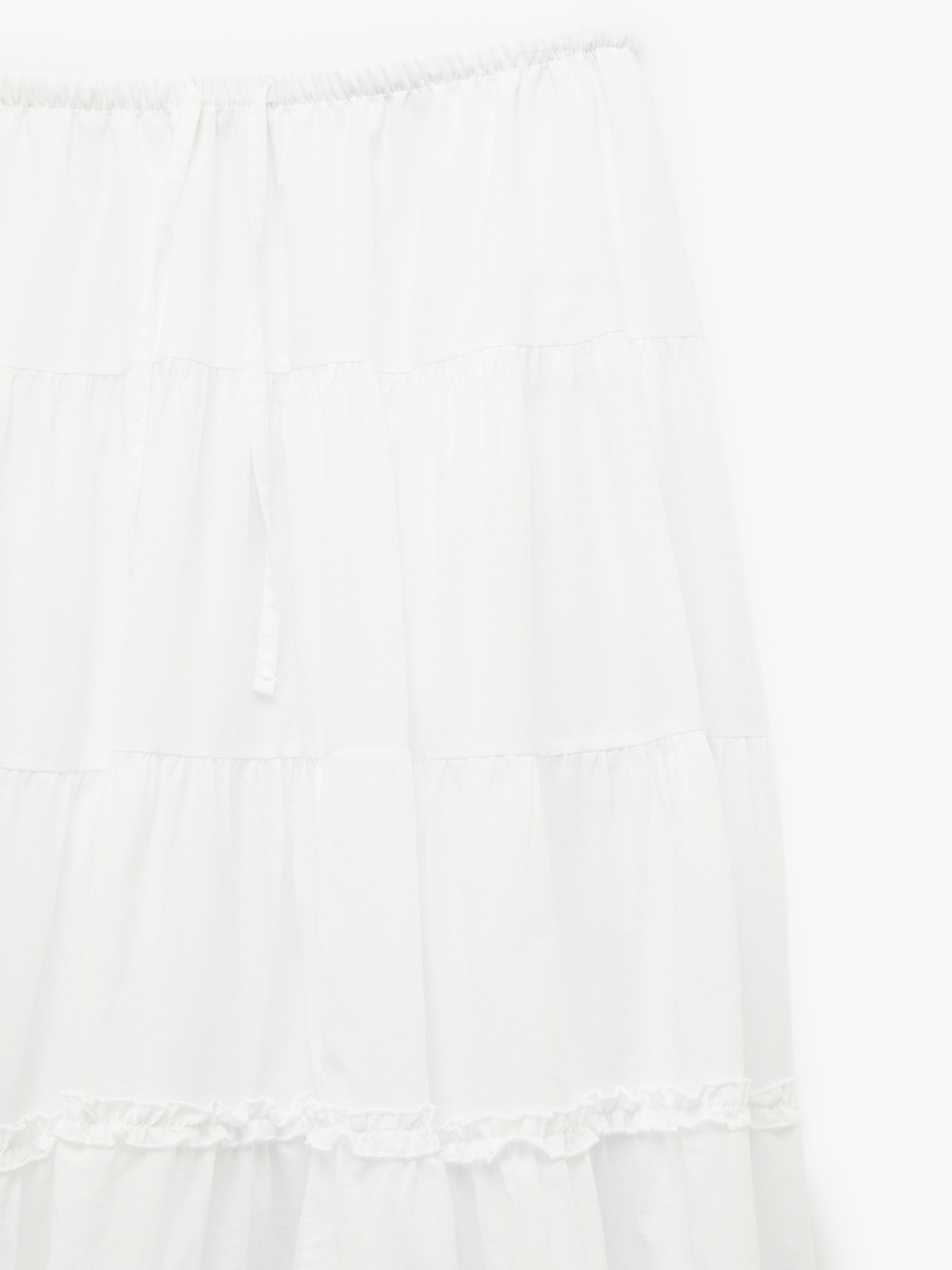 Plain Maxi Skirt with Tiered Hem