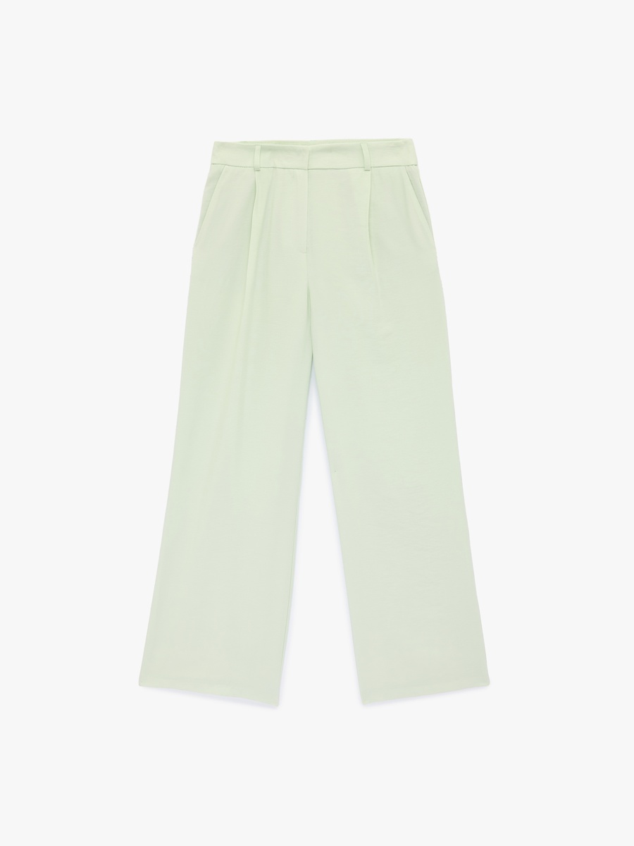 Plain Pleated Wide Leg Pants