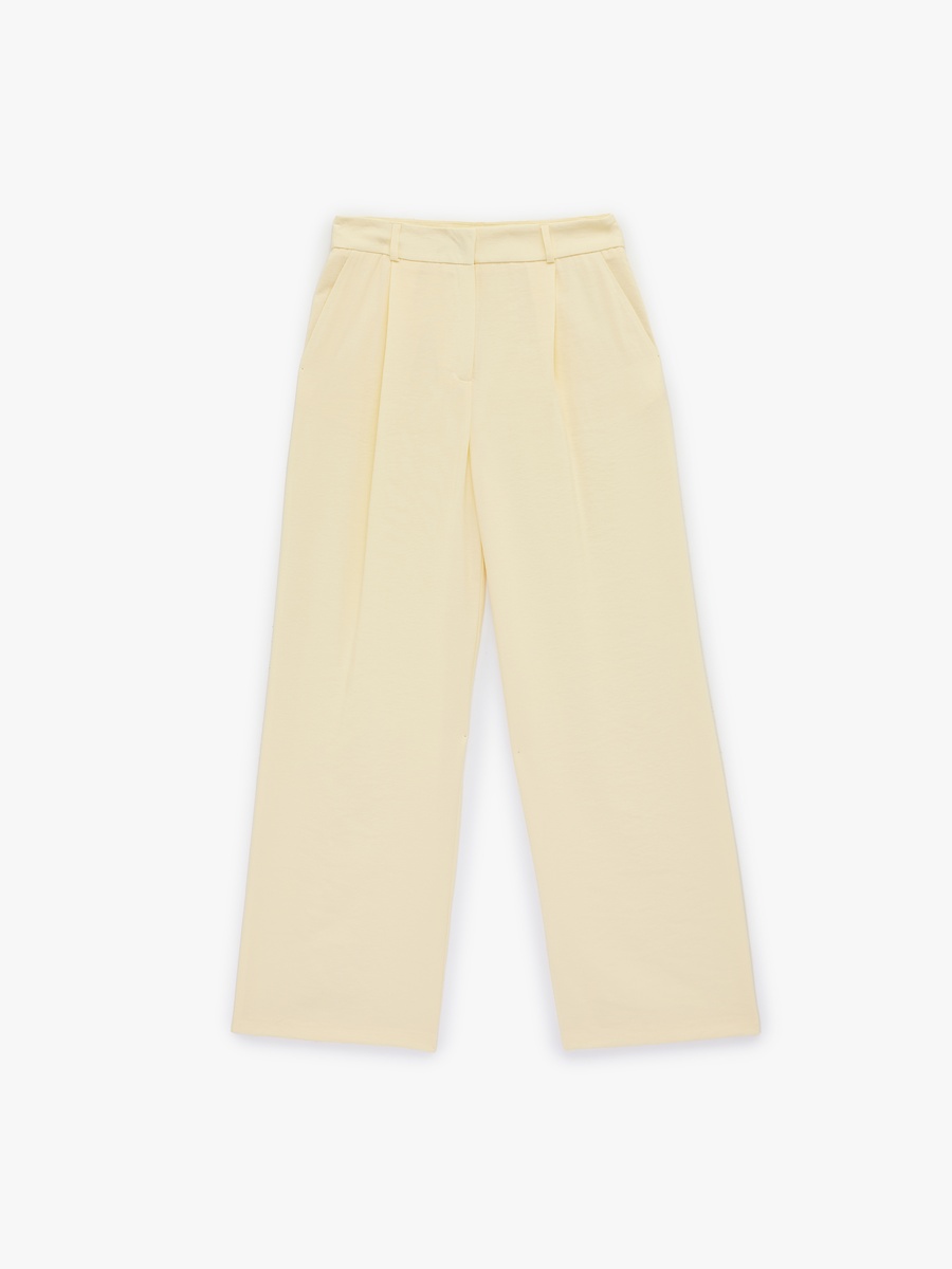 Plain Pleated Wide Leg Pants