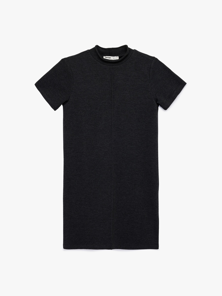 Solid Short Sleeve Mini Dress
