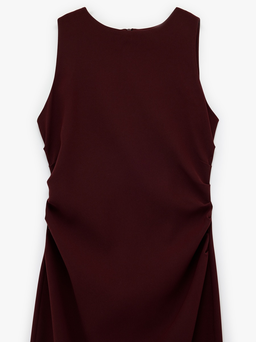 Plain Ruched Midi Dress