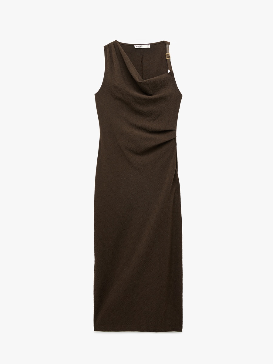 Women Plain Cowl Neck Sheath Dresses