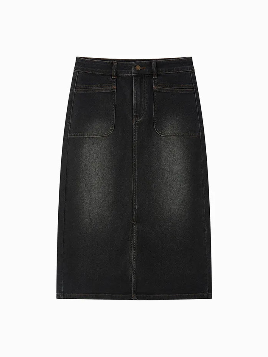 Women Denim Skirt with Front Slit