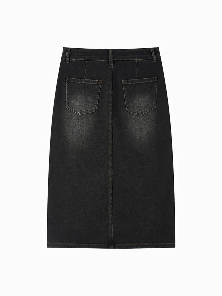 Women Denim Skirt with Front Slit