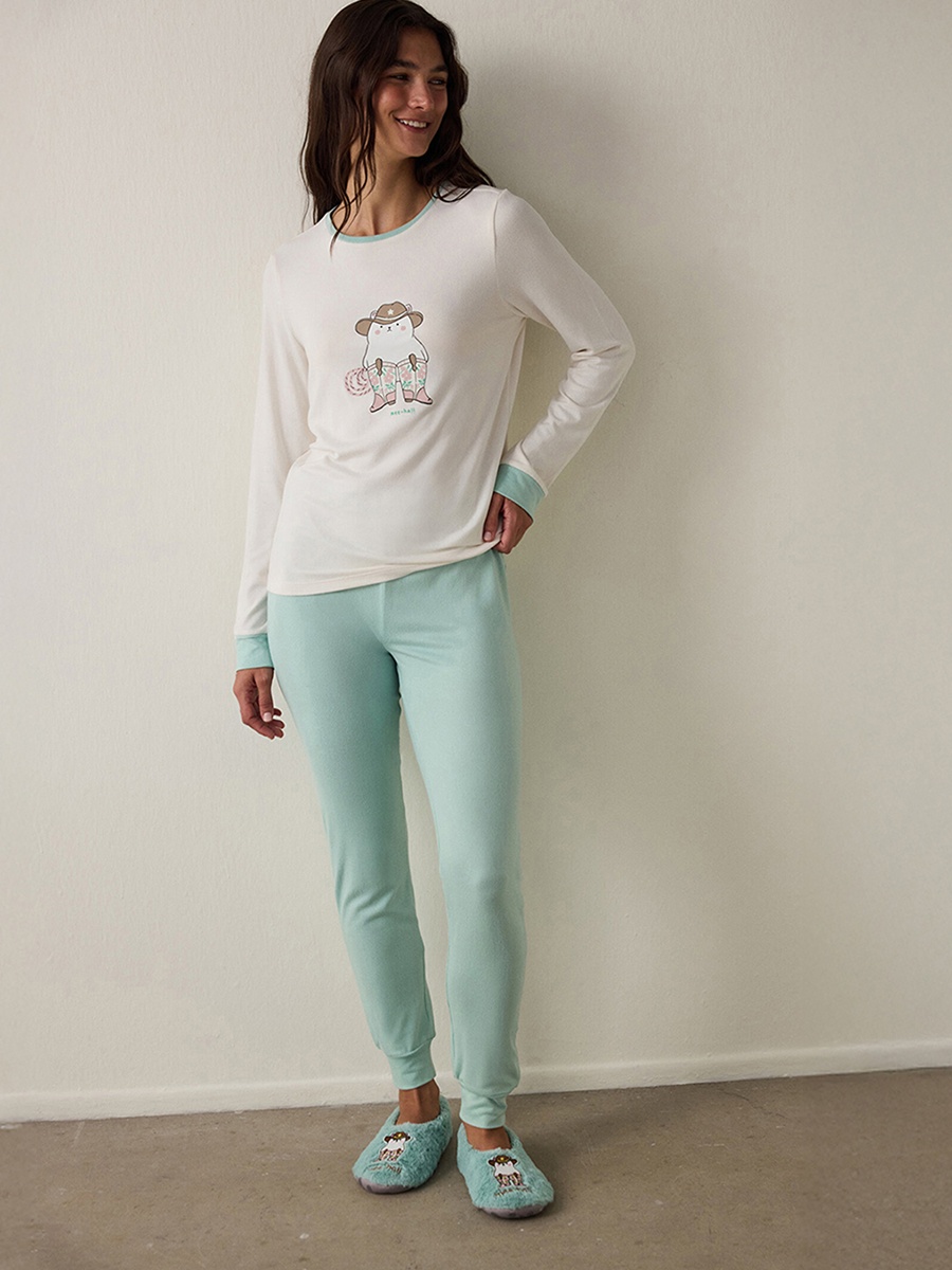 Sleep-In Slogan Print T-Shirt and Pyjama Set
