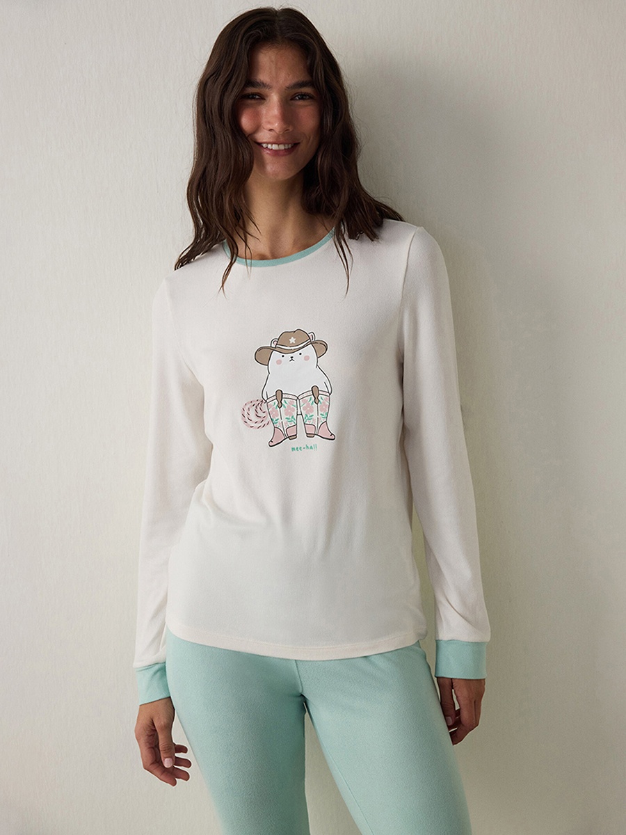 Sleep-In Slogan Print T-Shirt and Pyjama Set