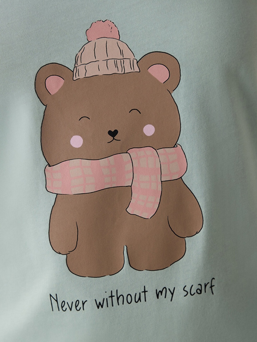 Bear Print Long Sleeve T-Shirt and Pyjama Set