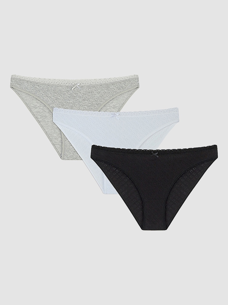 Pack of 3 - Cotton Lace Detail Briefs