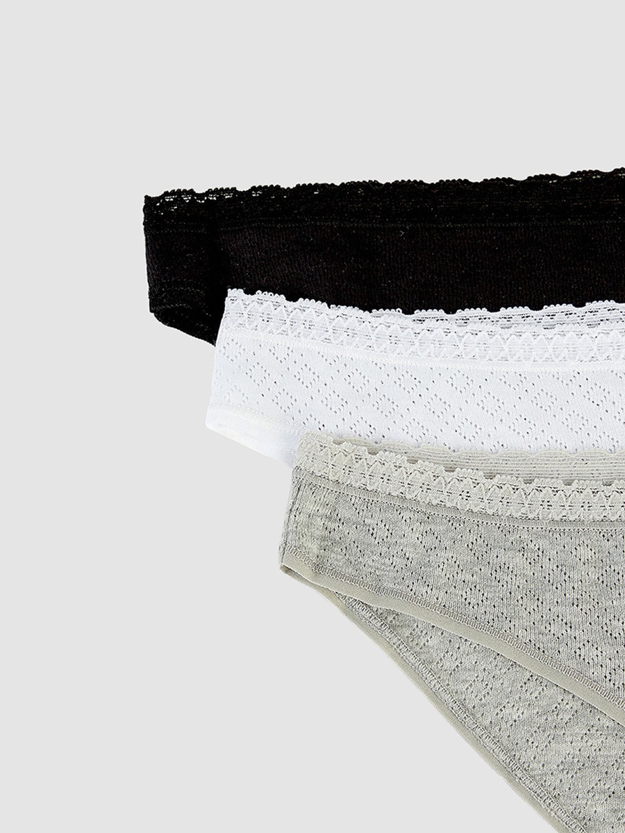 Pack of 3 - Cotton Lace Detail Briefs