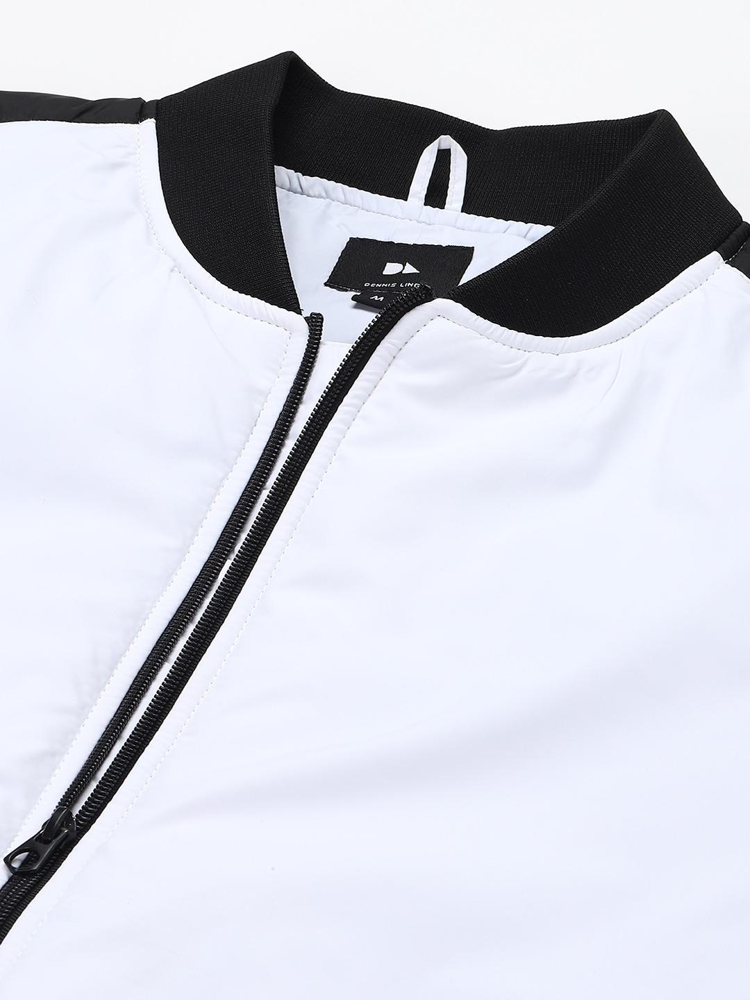 Men White Regular Fit Bomber Jacket