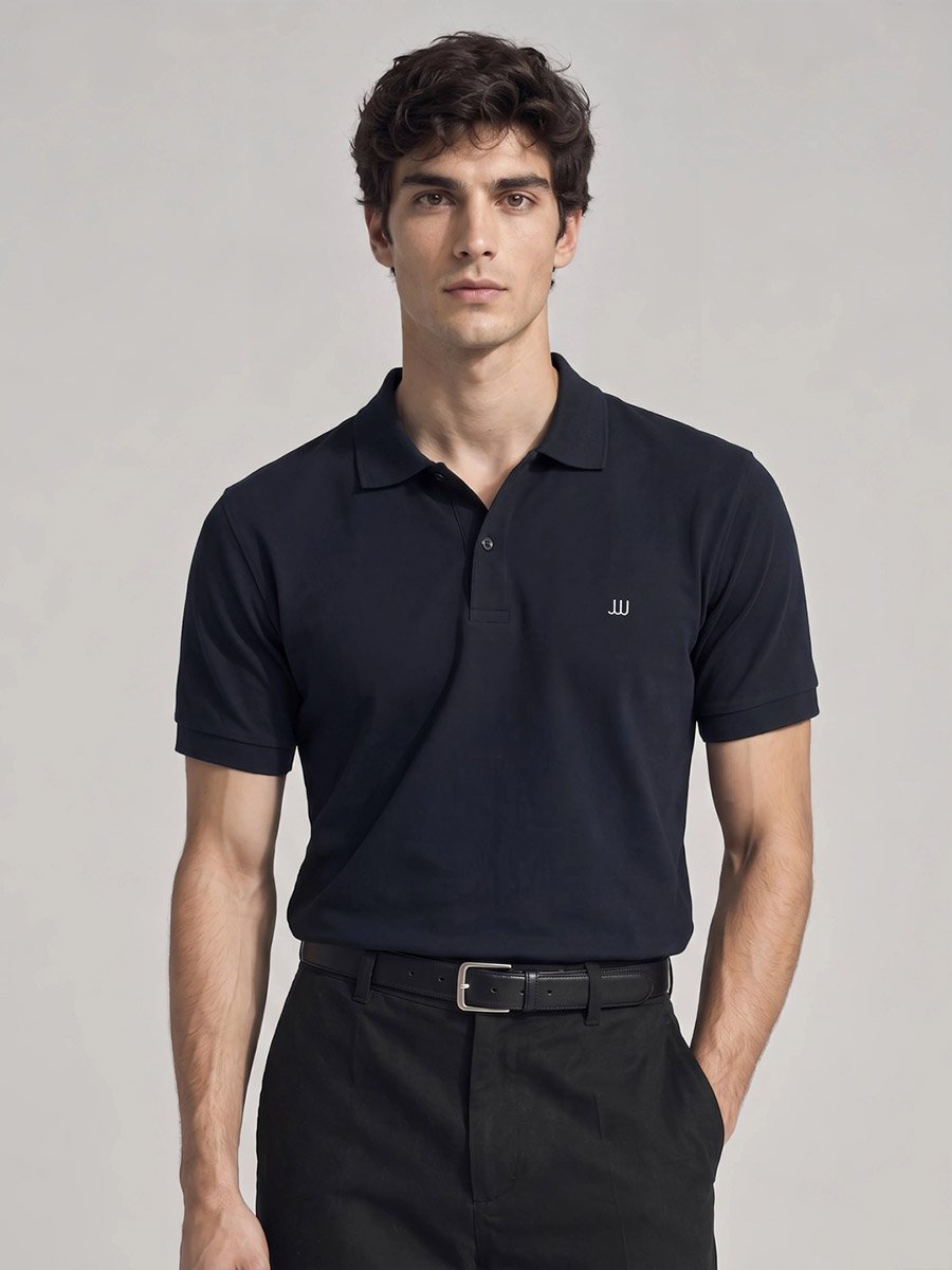 Men Regular Fit Polo with Rib Collar