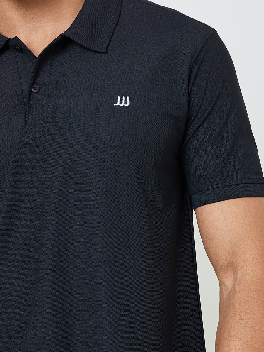Men Regular Fit Polo with Rib Collar