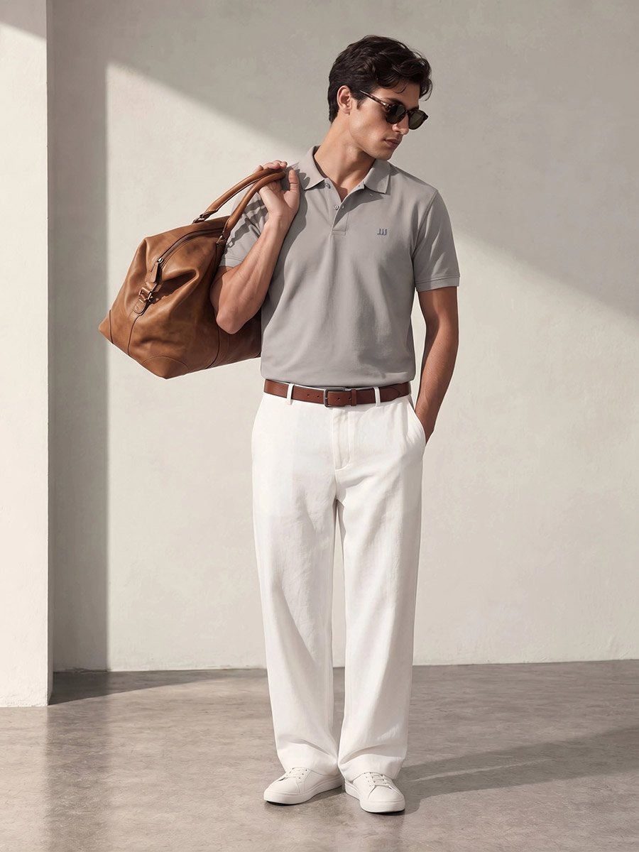 Men Regular Fit Polo with Rib Collar