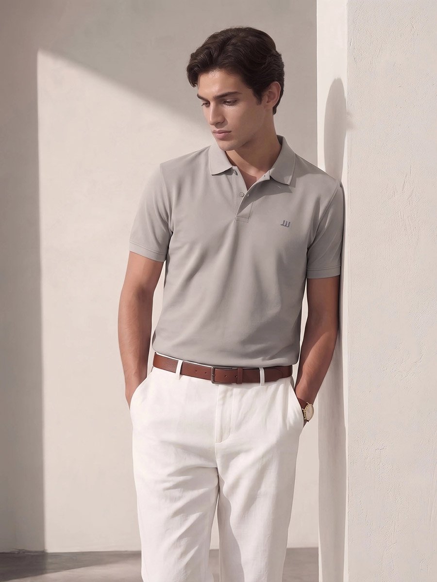 Men Regular Fit Polo with Rib Collar
