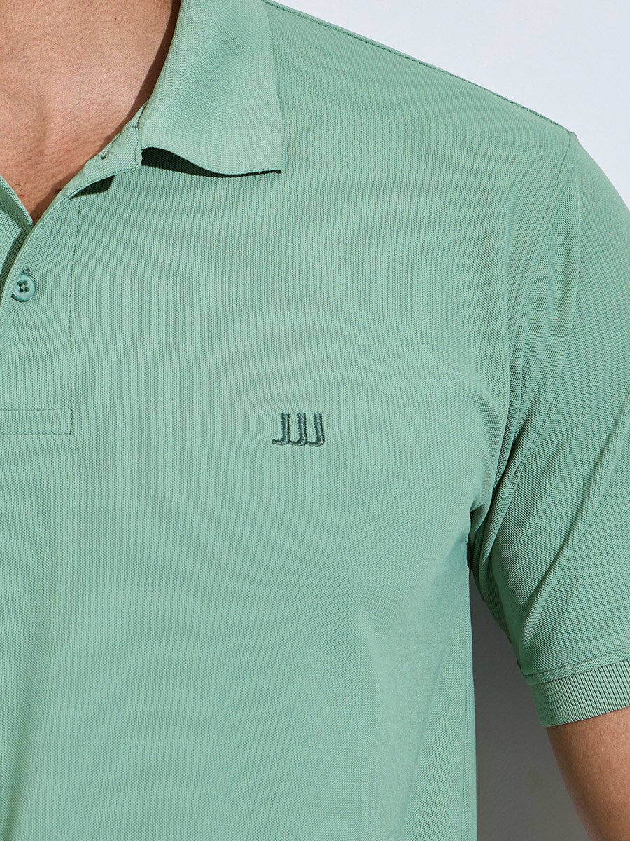 Men Regular Fit Polo with Rib Collar