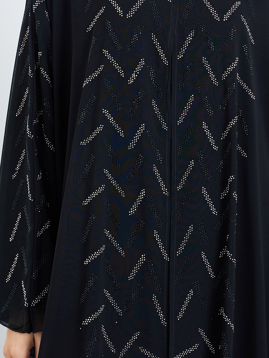 Black Studded Front Panel Jalabiya